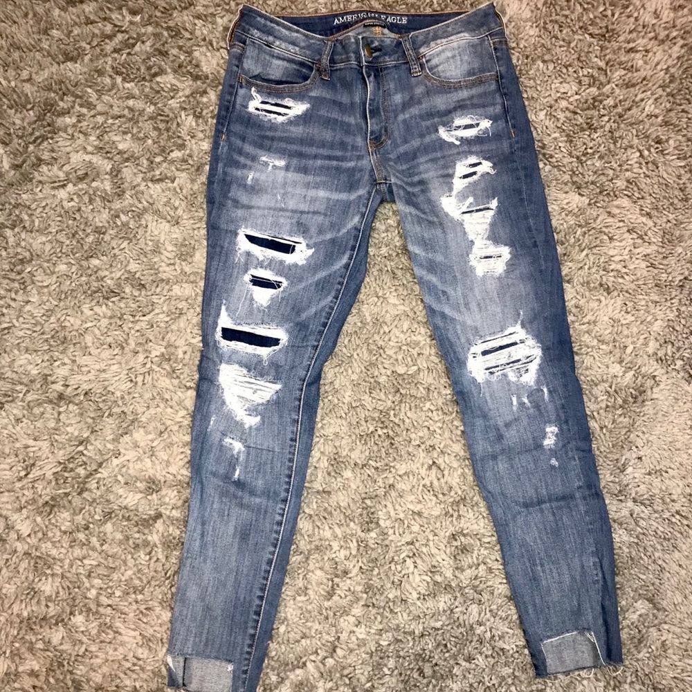 AEO Super Stretch Super Low Rise Patchwork Jegging